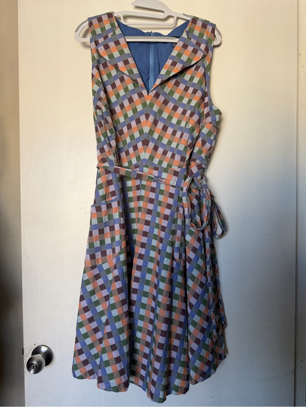 ModCloth 1X Plaid Fit & Flare Dress W/Tie Waist